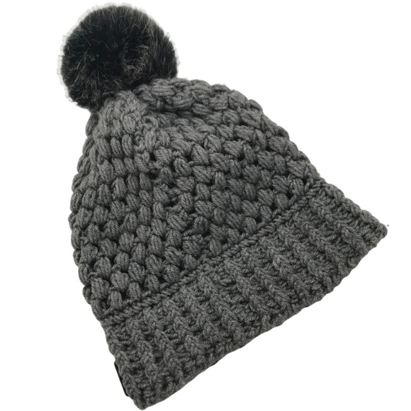Gray with Faux Fur Pom Beanie main image 4